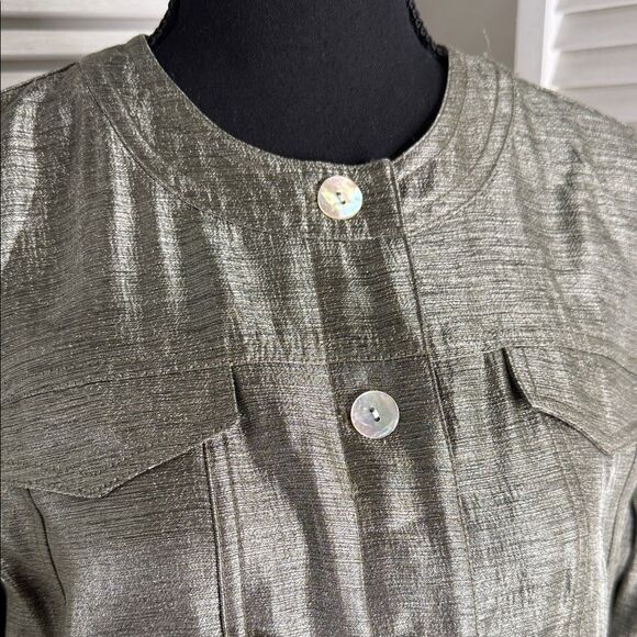 Ruby Rd. Metallic Gray Blazer - Picture 3 of 10